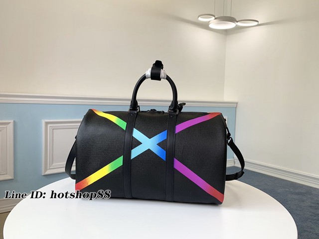 路易威登LV旅行包 LV新款彩虹旅行袋 keepall 50手袋 M30345 LV男士手提肩背旅行包 xxlv1885